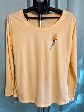 3rd Reef Line UPF 50+ Long Sleeve Performance Fishing Shirt Cream Orange Medium